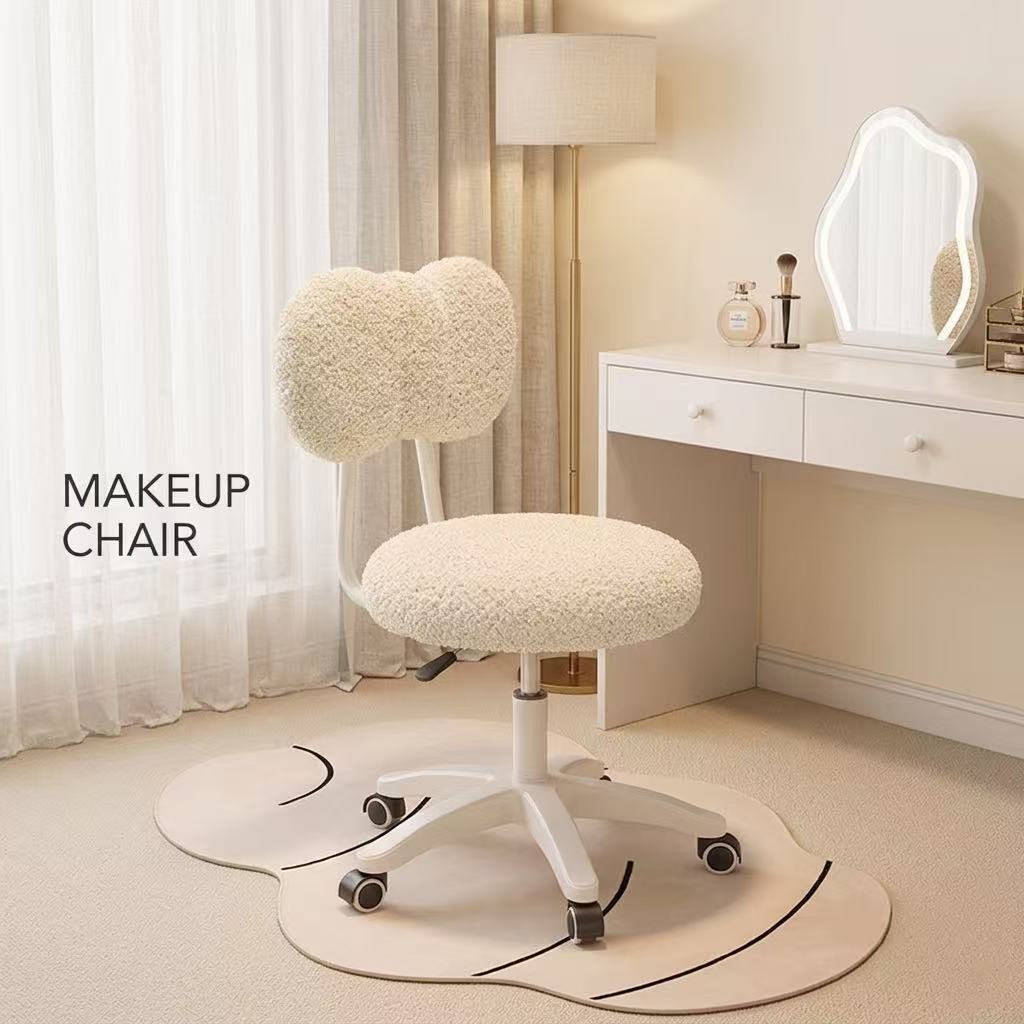 Bedroom Furniture - Cute Boucle Swivel Office Chair 360°