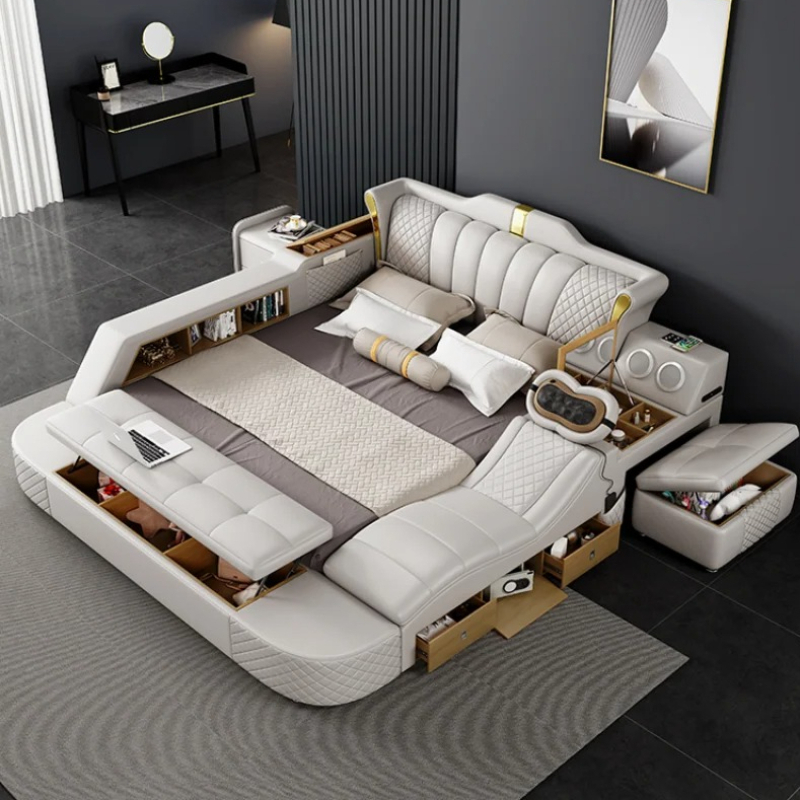 King Size Bed Frame With Storage Drawers - Wooden With Drawers Double Bed King