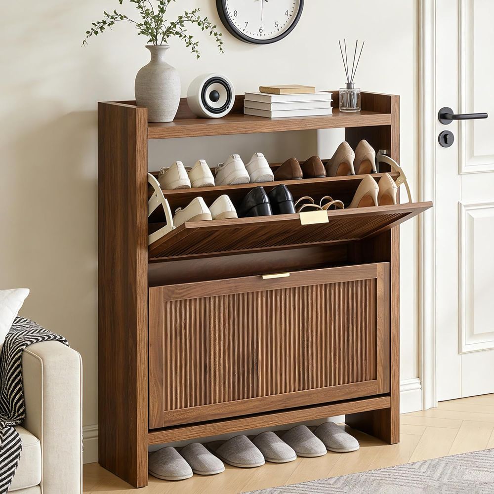 Shoe Rack Cabinet Narrow Entryway - Narrow Standing Wood Shoe Rack Cabinet