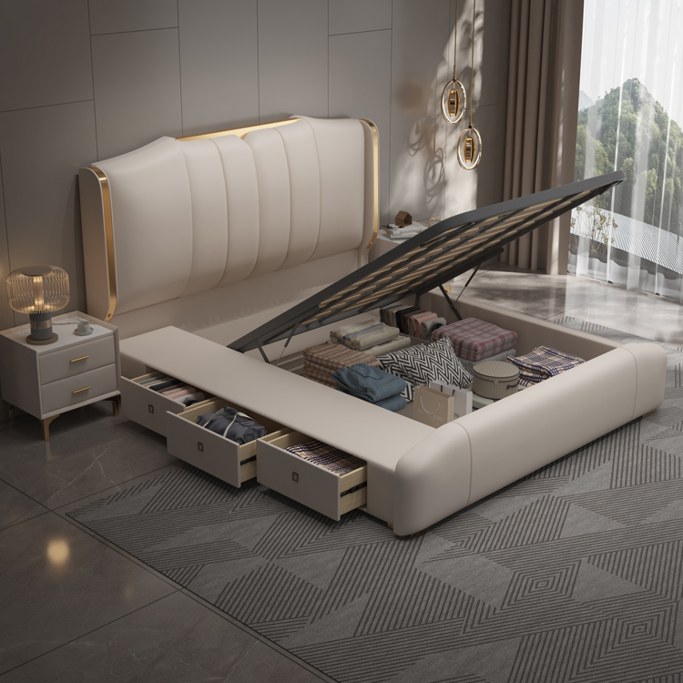 Modern Luxury Wooden Bedroom F - đánh giá và giá King Size Bed Frame With Storage Drawers