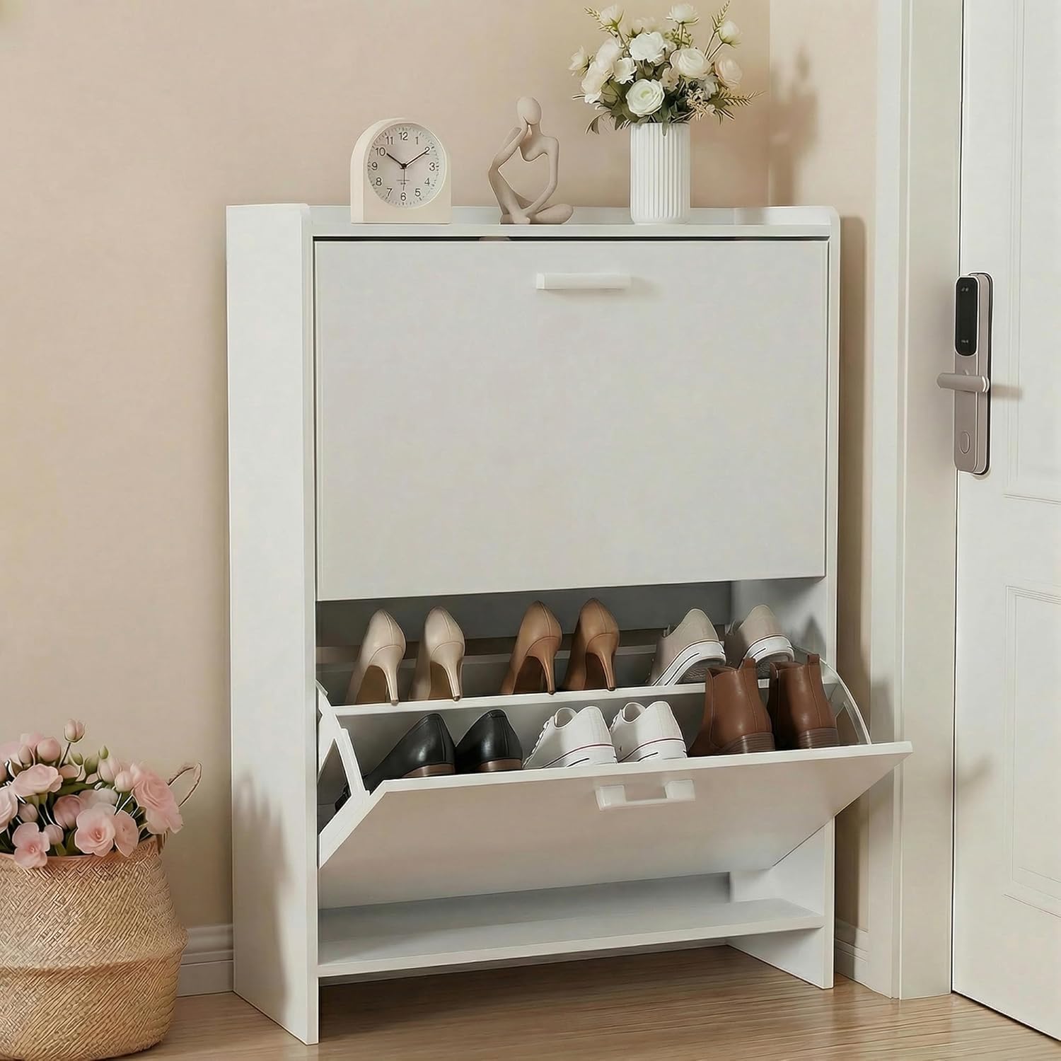 #Narrow Shoe Cabinet with 2 Fl - đánh giá và giá Shoe Rack Cabinet Narrow Entryway