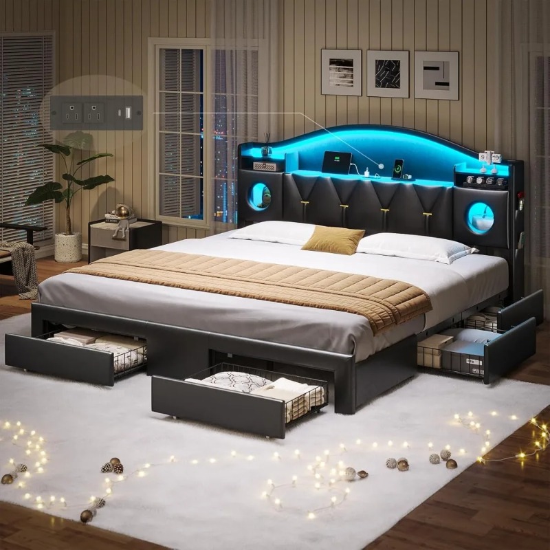 King Size Bed Frame,Platform B - đánh giá và giá King Size Bed Frame With Storage Drawers