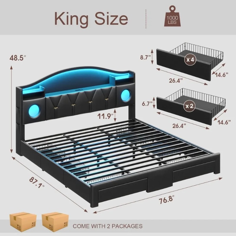 King Size Bed Frame,Platform B - đánh giá và giá King Size Bed Frame With Storage Drawers