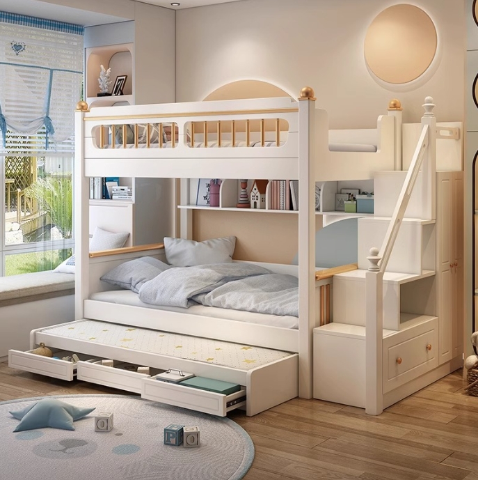 ！@Kids Bedroom Furniture Solid - đánh giá và giá Bunk Bed With Stairs And Slide
