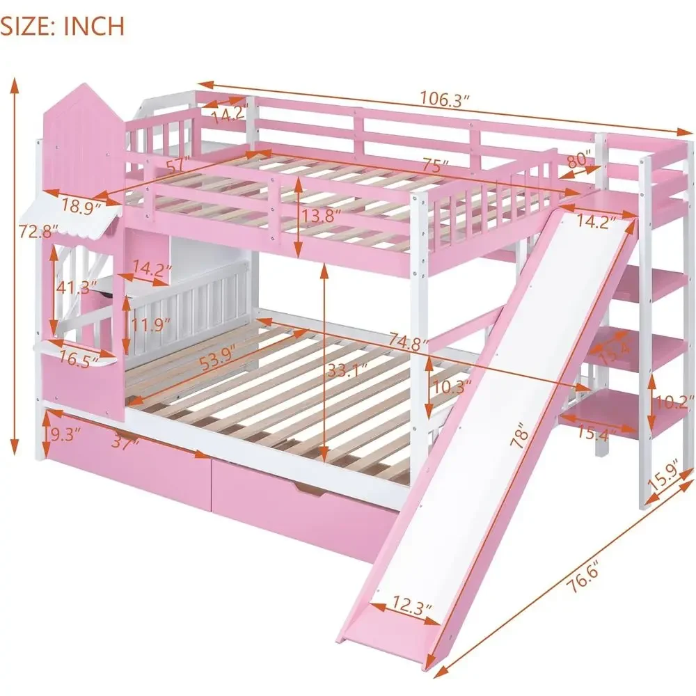Kids Bunk Bed with Stairs, Sli - đánh giá và giá Bunk Bed With Stairs And Slide