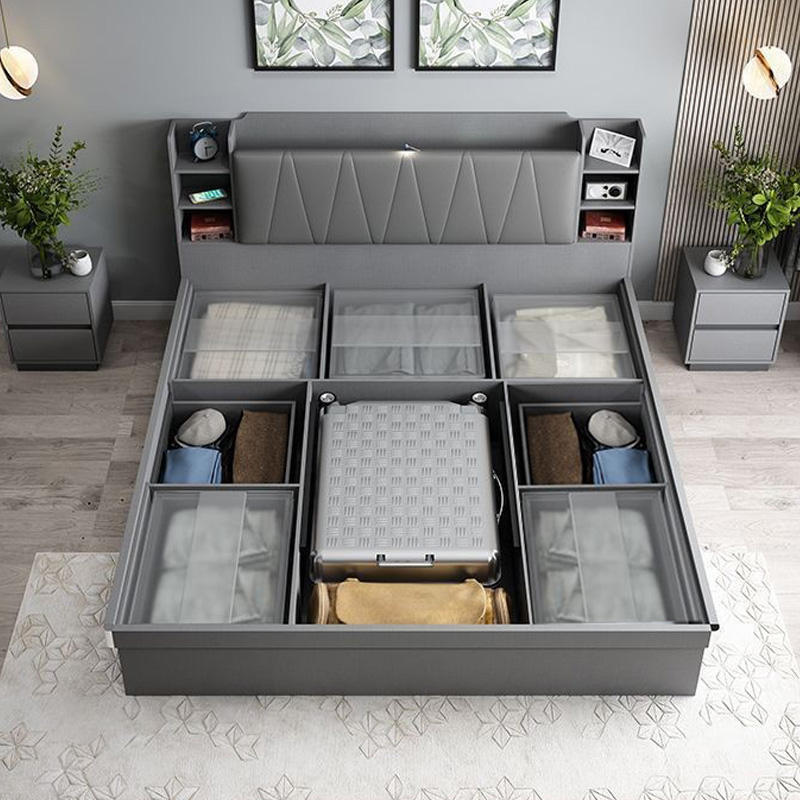 Wooden Modern Sets Hydraulic L - đánh giá và giá King Size Bed Frame With Storage Drawers