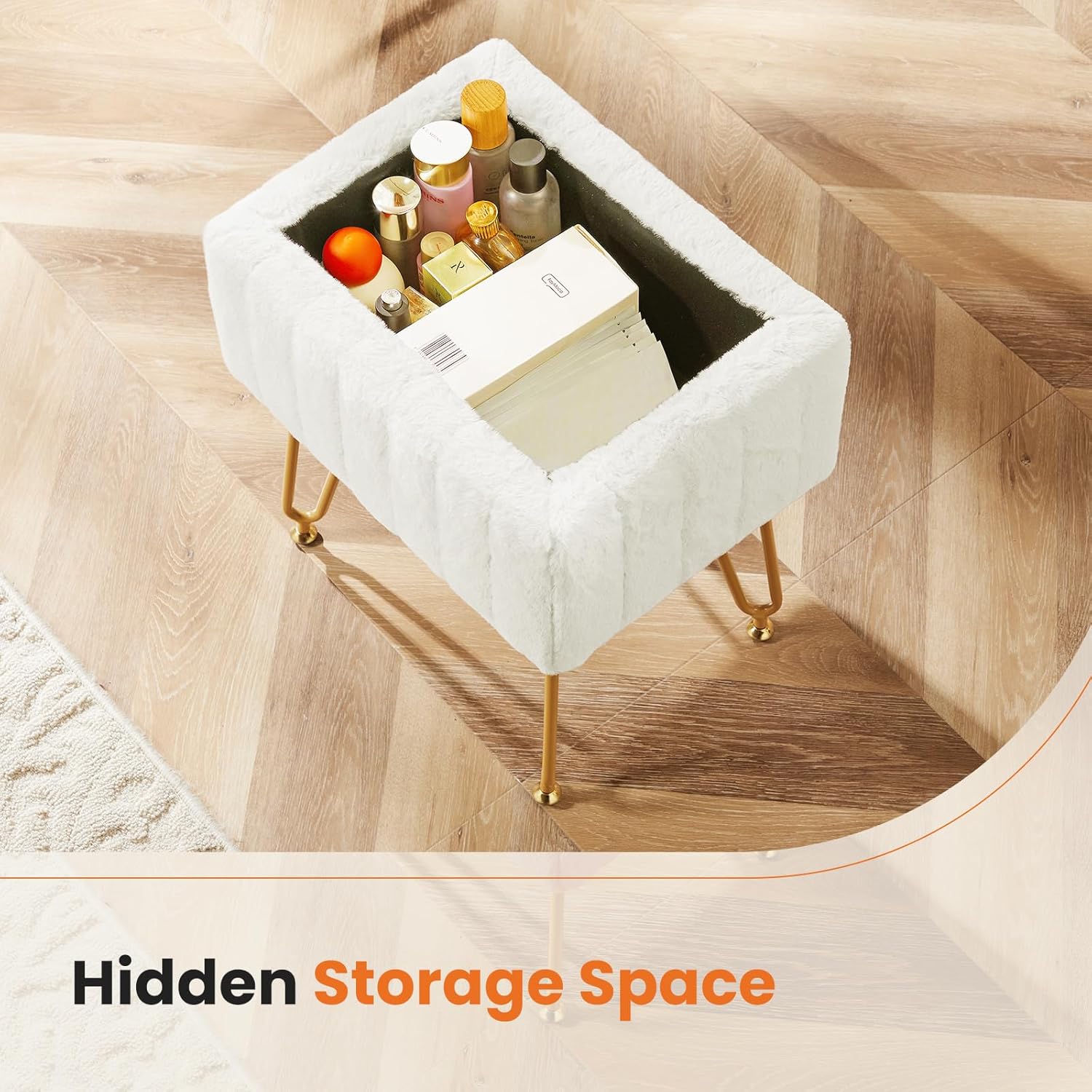 White Storage Vanity Stool, Fa - đánh giá và giá Bedroom Furniture