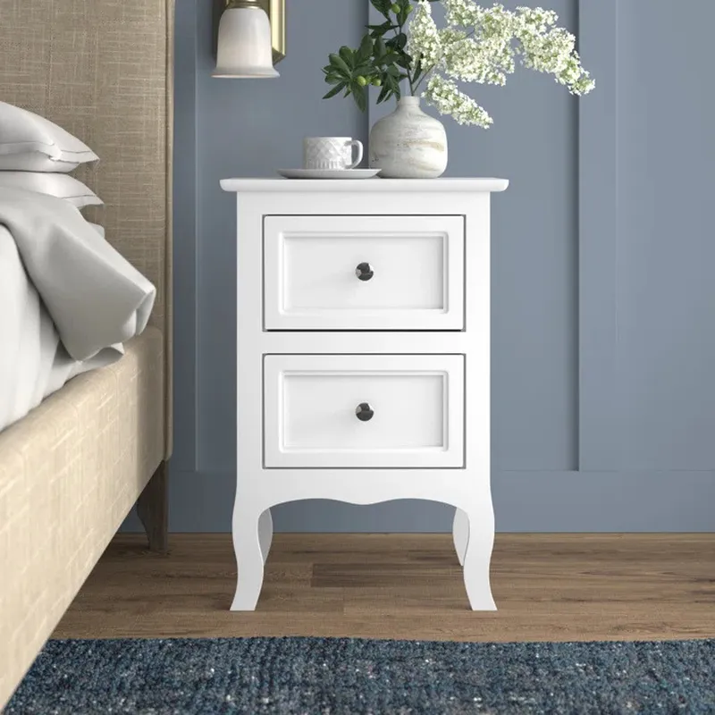Retro Wooden Nightstand with 2 - đánh giá và giá Solid Wood Nightstand 2 Drawers