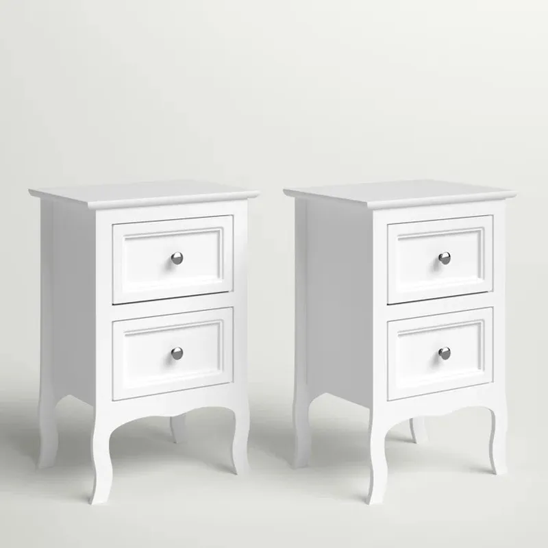 Retro Wooden Nightstand with 2 - đánh giá và giá Solid Wood Nightstand 2 Drawers