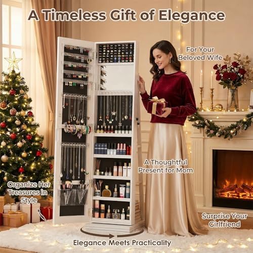 360° Swivel Jewelry Armoire wi - đánh giá và giá Full Length Mirror Jewelry Armoire
