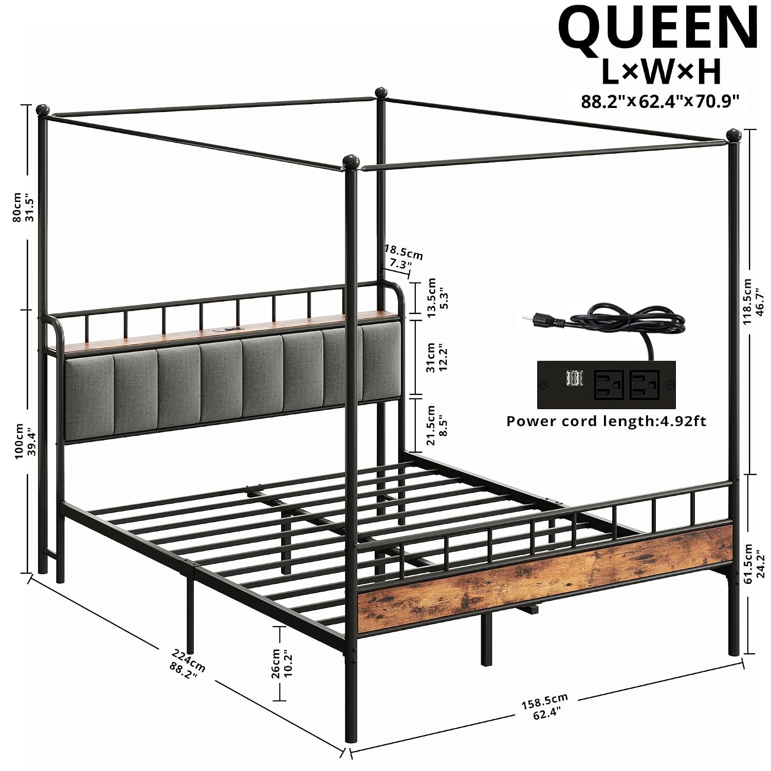 Queen Canopy Bed Frame Storage - đánh giá và giá Canopy Bed Frame Metal Queen