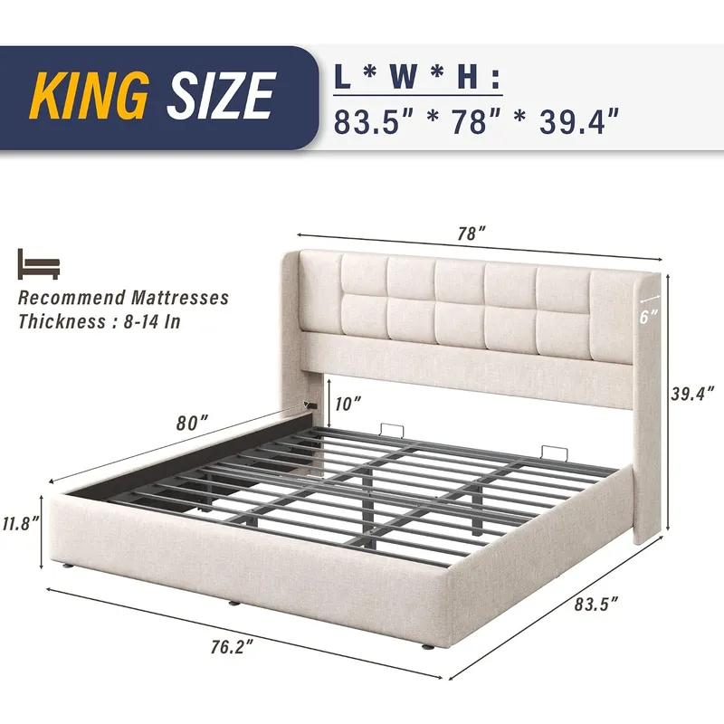 Bed Frame with Hydraulic Gas L - đánh giá và giá Gas Lift Storage Bed Hydraulic