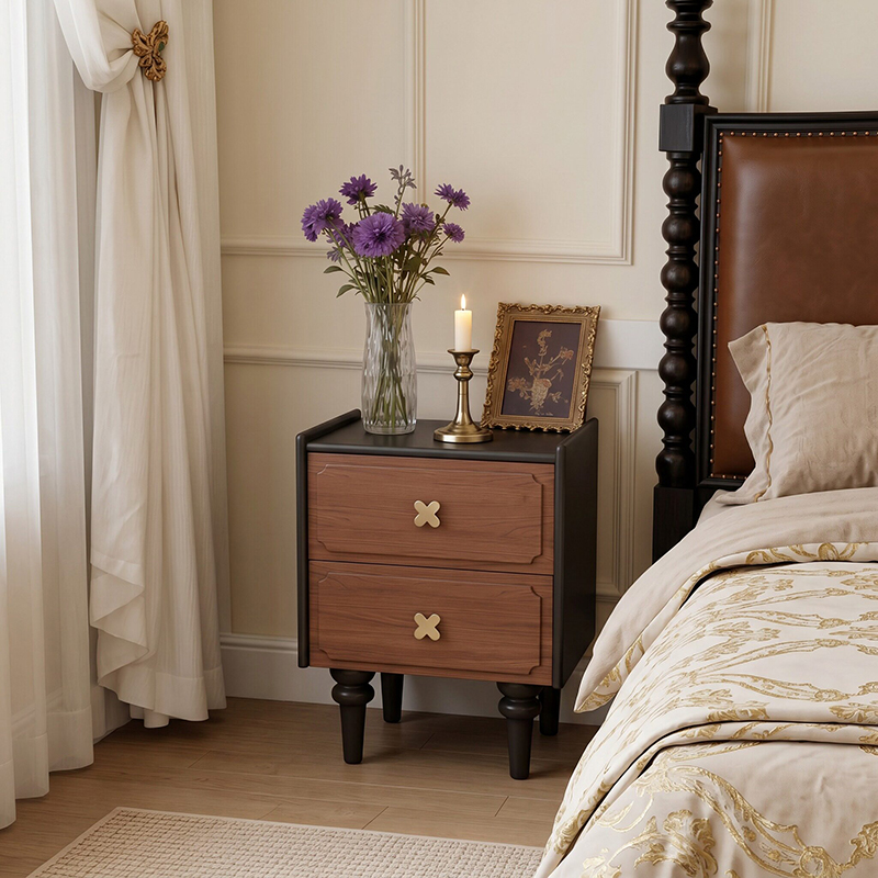 Home Furniture Solid Wood Blac - đánh giá và giá Solid Wood Nightstand 2 Drawers