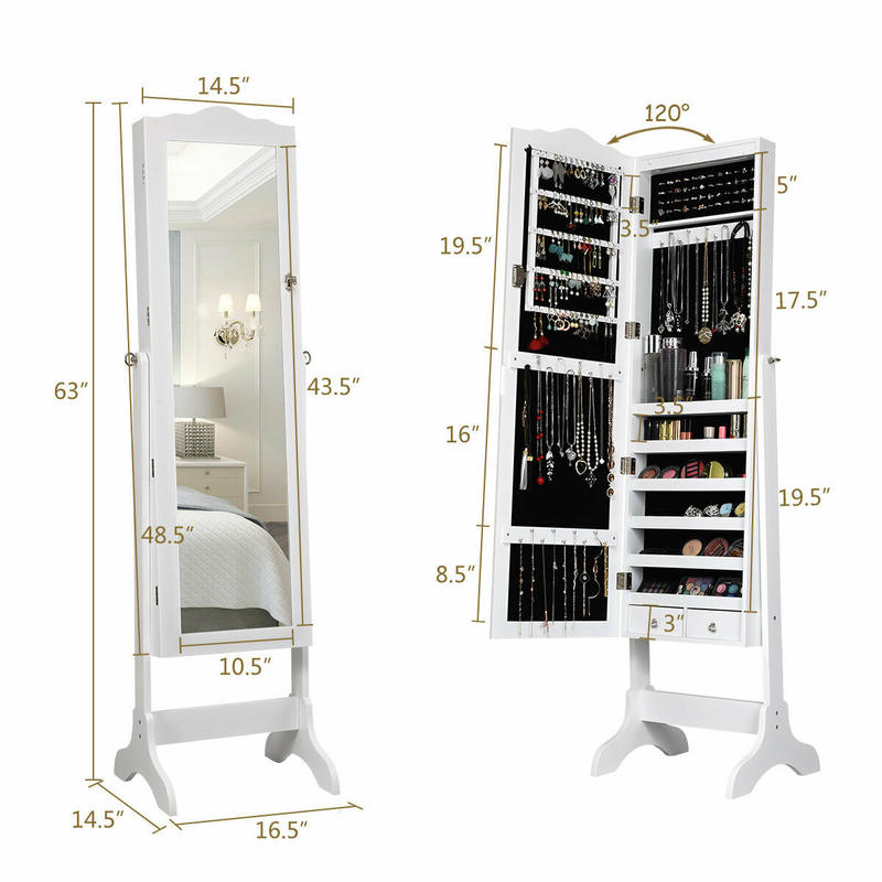 14 LED Jewelry Armoire Cabinet - đánh giá và giá Full Length Mirror Jewelry Armoire
