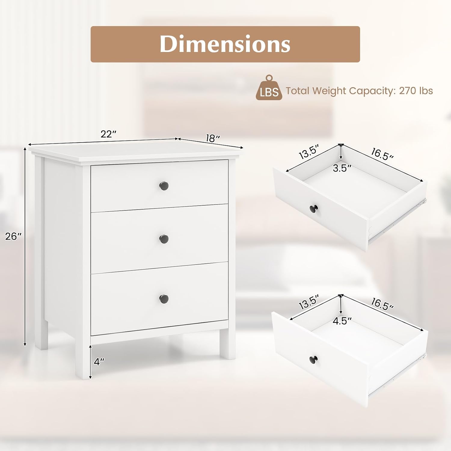 Nightstand with 3 Drawers Set  - đánh giá và giá Solid Wood Nightstand 2 Drawers