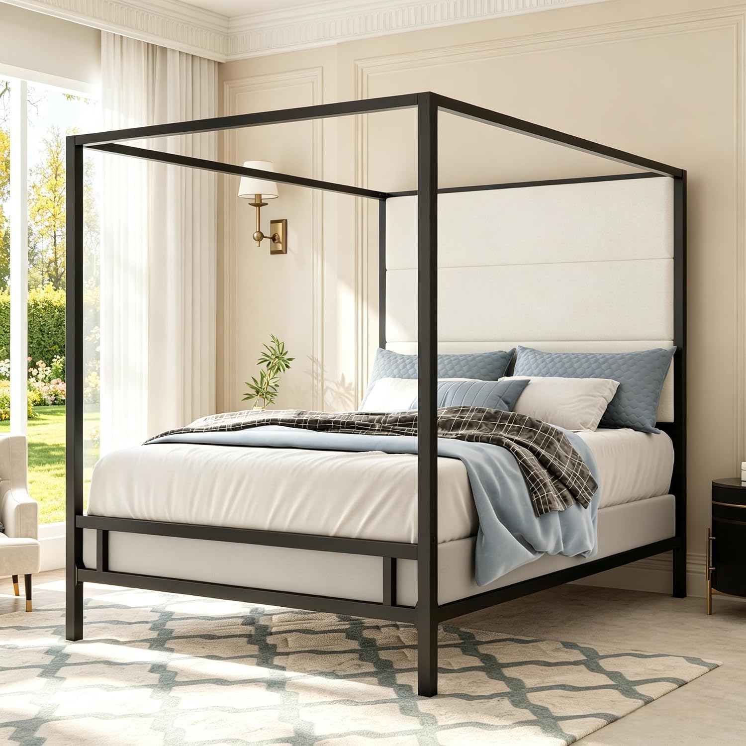 Queen Canopy Bed Tall Velvet U - đánh giá và giá Canopy Bed Frame Metal Queen