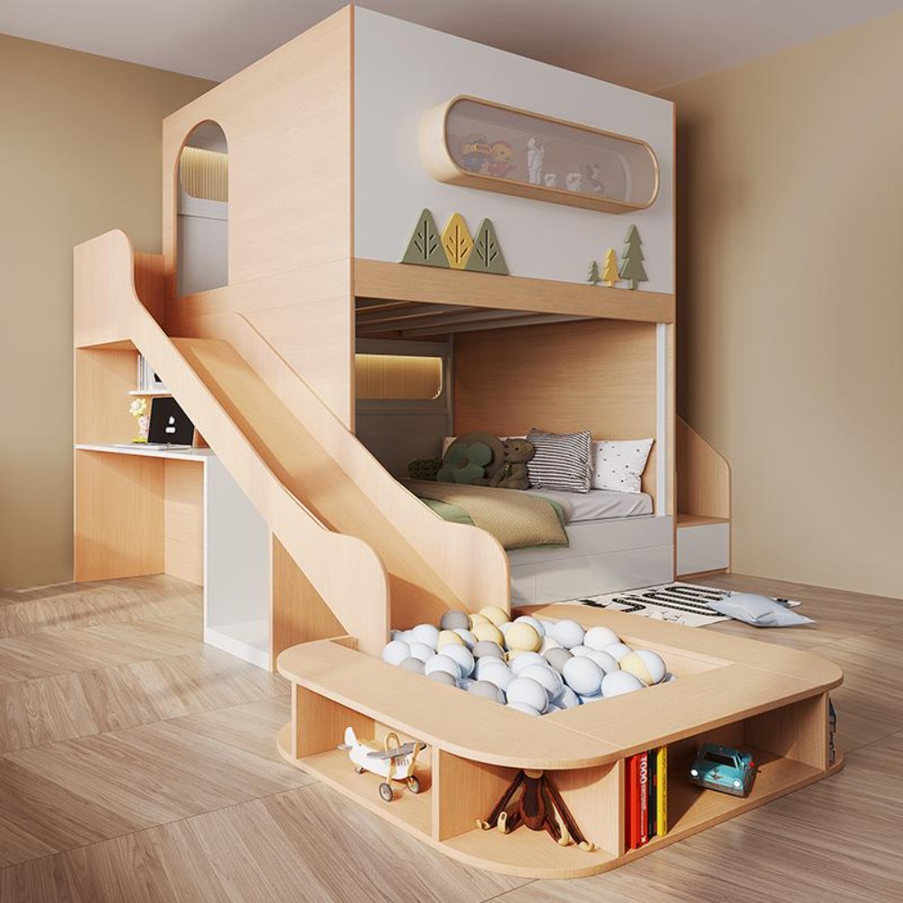 Space Capsule Treehouse Bunk B - đánh giá và giá Bunk Bed With Stairs And Slide