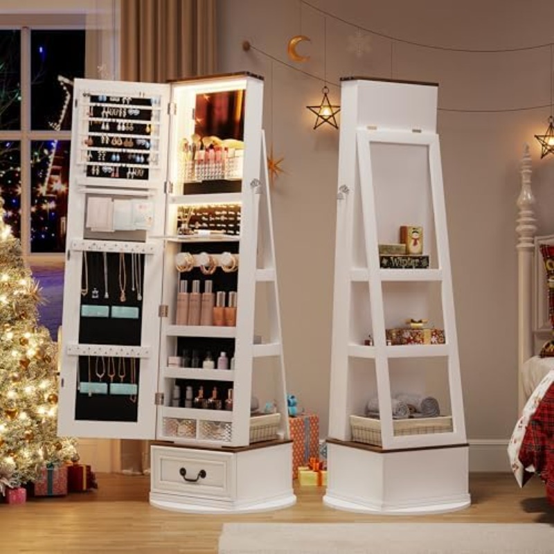 360°Swivel Jewelry Armoire Cab - đánh giá và giá Full Length Mirror Jewelry Armoire