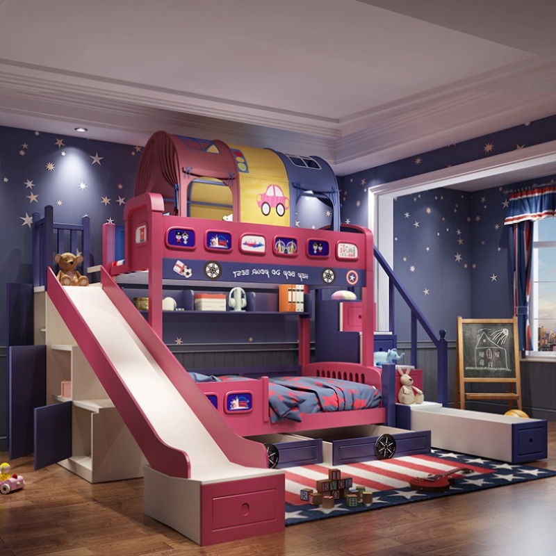 Modern Style Girls Toddler Bed - đánh giá và giá Bunk Bed With Stairs And Slide