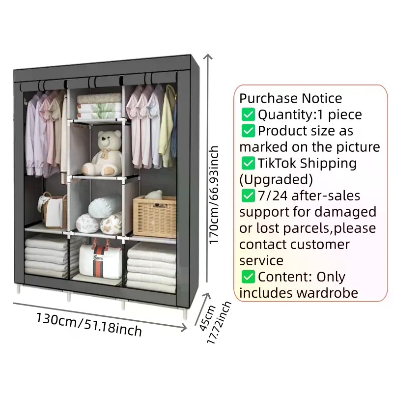 64-in Portable Covered Non-Wov - đánh giá và giá Wardrobe Closet Portable Fabric Cover