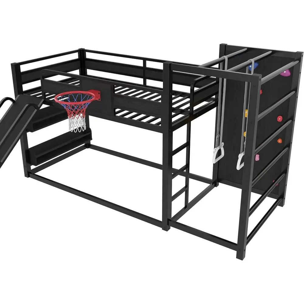 Twin Metal Bunk Bed with Baske - đánh giá và giá Bunk Bed With Stairs And Slide